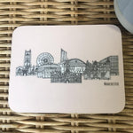 Manchester landmarks pink coaster