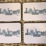 Manchester landmarks pink coaster