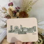 Manchester landmarks pink coaster