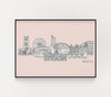 Manchester skyline print pink