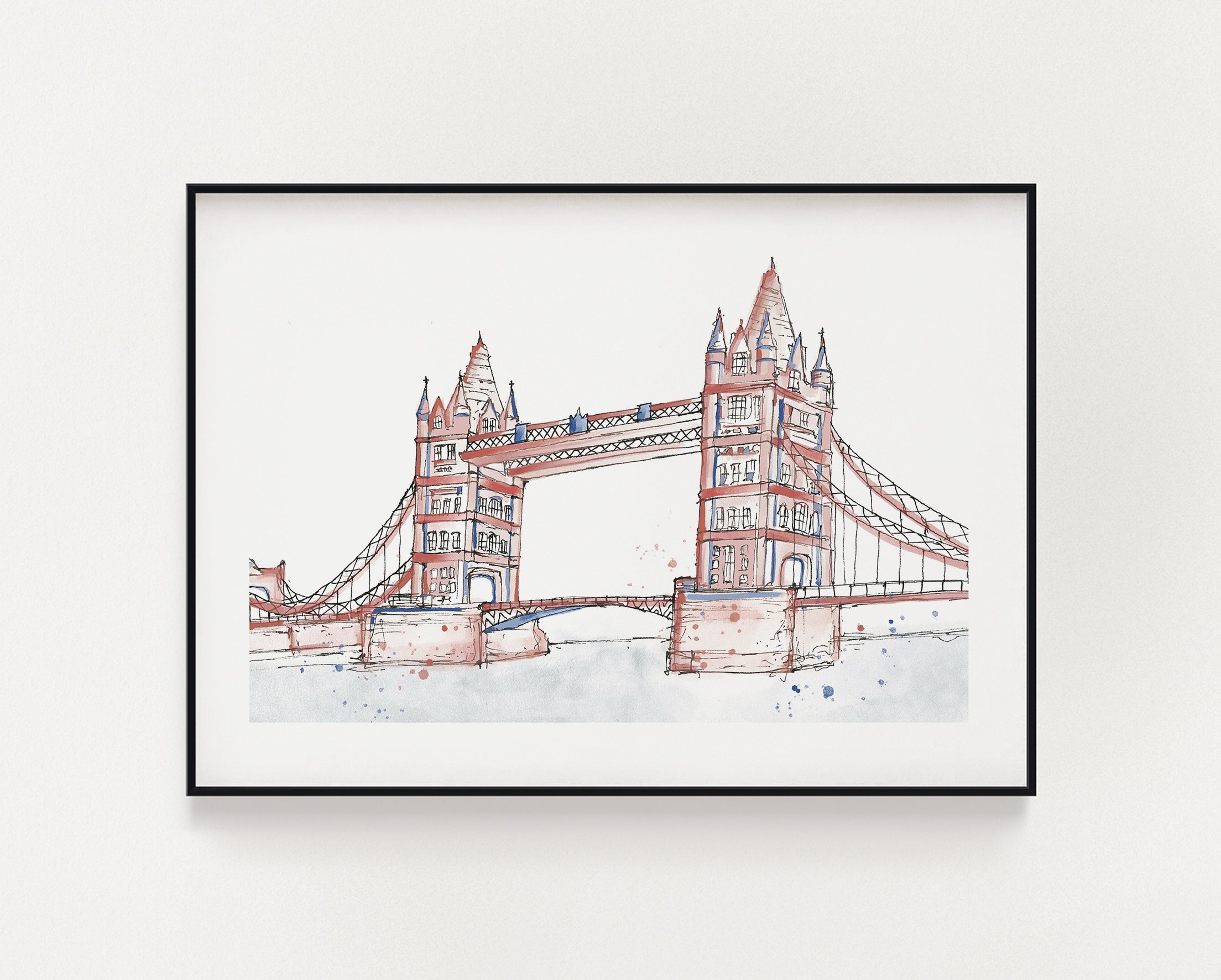 Tower Bridge Blush Watercolour Print