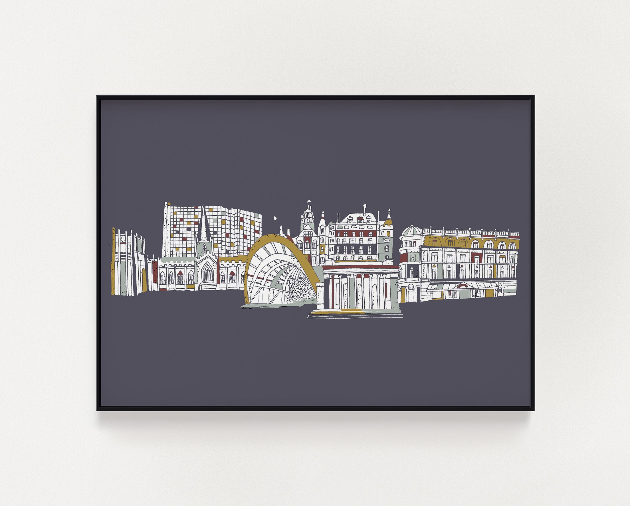 Sheffield skyline print purple