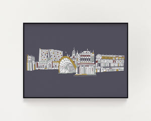 Sheffield skyline print purple