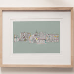Sheffield landmarks print blue