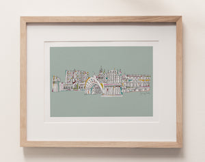Sheffield landmarks print blue