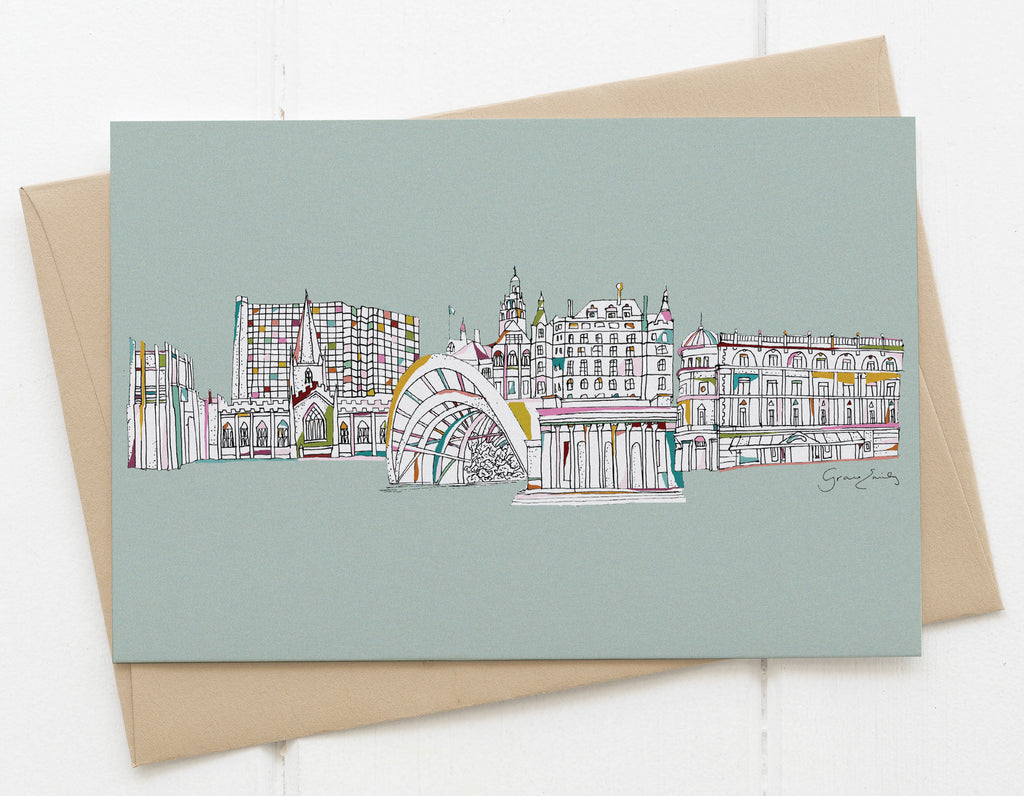 Sheffield skyline card blue