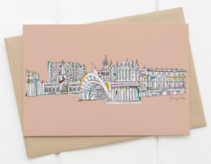 Sheffield skyline card pink