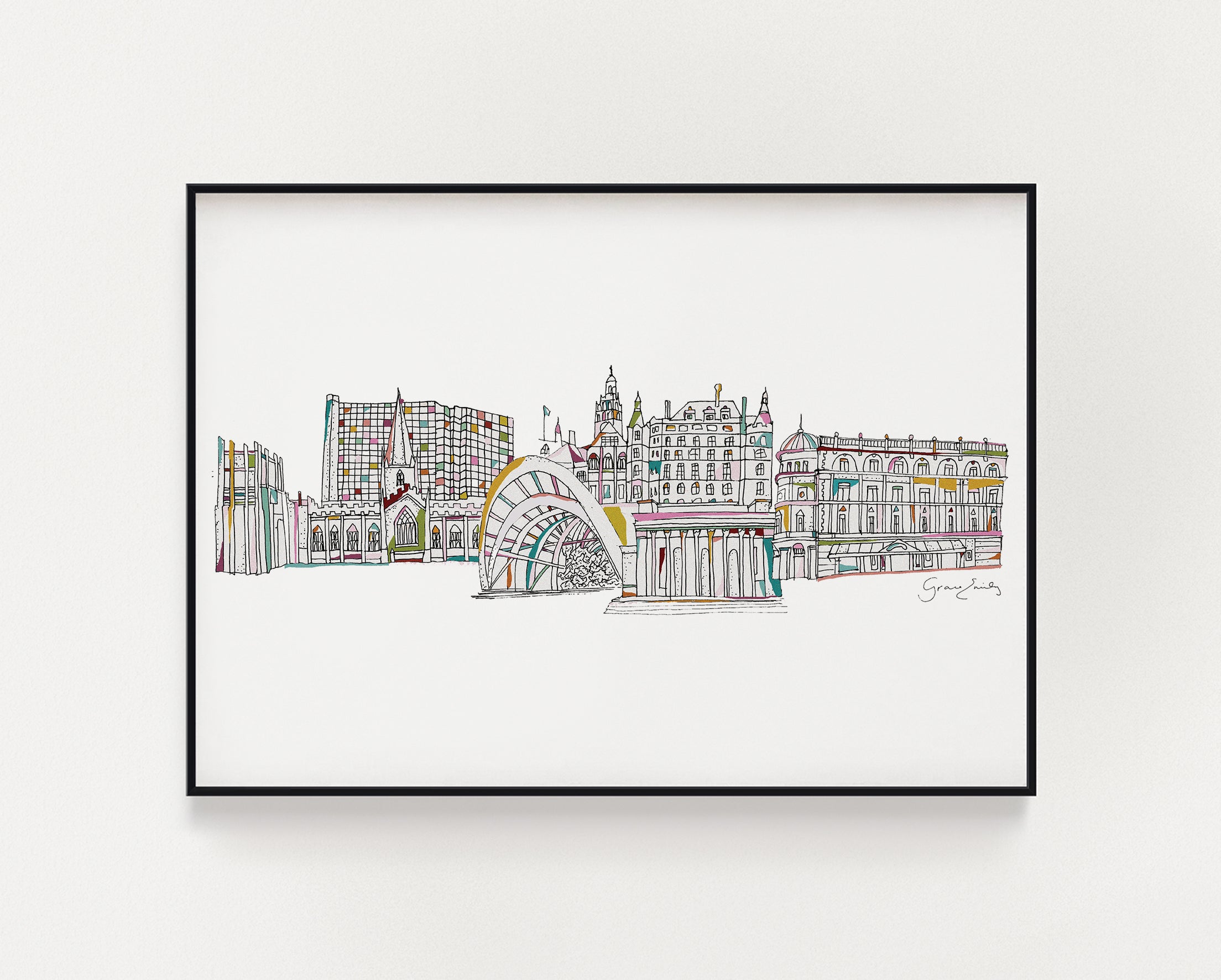 Sheffield landmarks print white