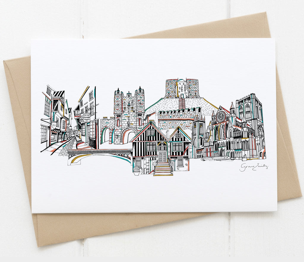 York landmarks white card